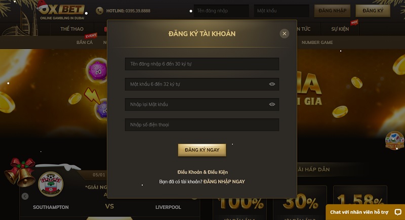 Các bước đăng ký thành viên tại OXBET vô cùng đơn giản