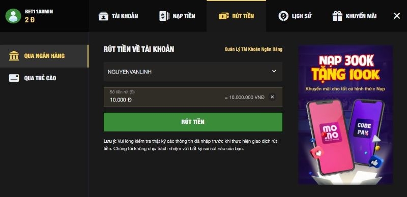 Hệ thống rút tiền uy tín và minh bạch