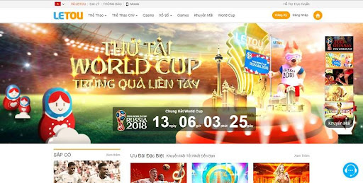 Giao diện đẹp mắt của nhà cái Letou