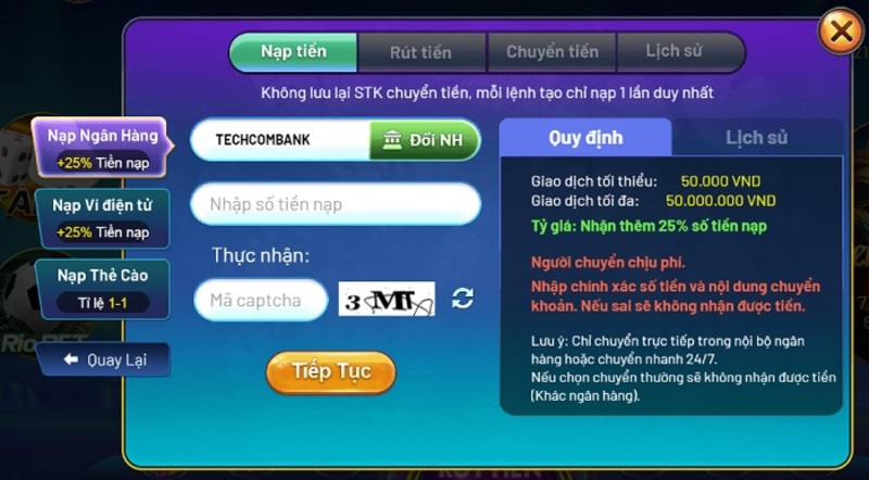 Rút tiền thắng cược về tài khoản không giới hạn mỗi ngày